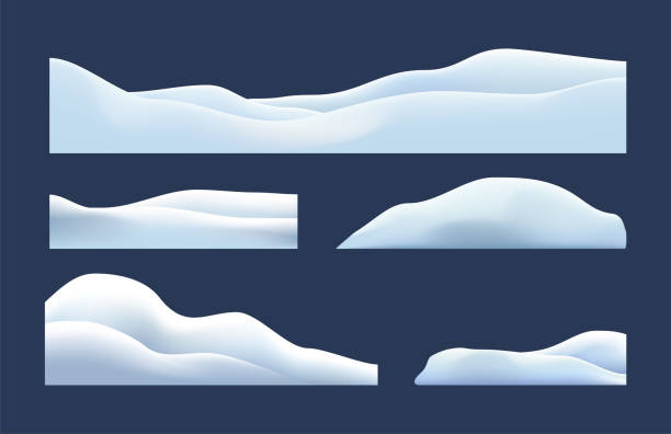 分離、雪キャップ、杭、氷柱、氷、雪だるま、雪の吹きだまりの透明性。冬の装飾、クリスマス、雪、白のテクスチャ要素、ベクトル雪の休日します。 - landscape winter horizontal color image点のイラスト素材／クリップアート素材／マンガ素材／アイコン素材