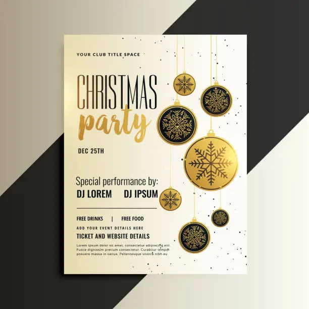 Vector illustration of merry christmas celebration flyer design in gold theme