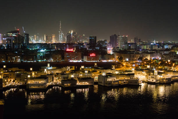 istock Dubai Creek with skyscrapers at night 1083271348