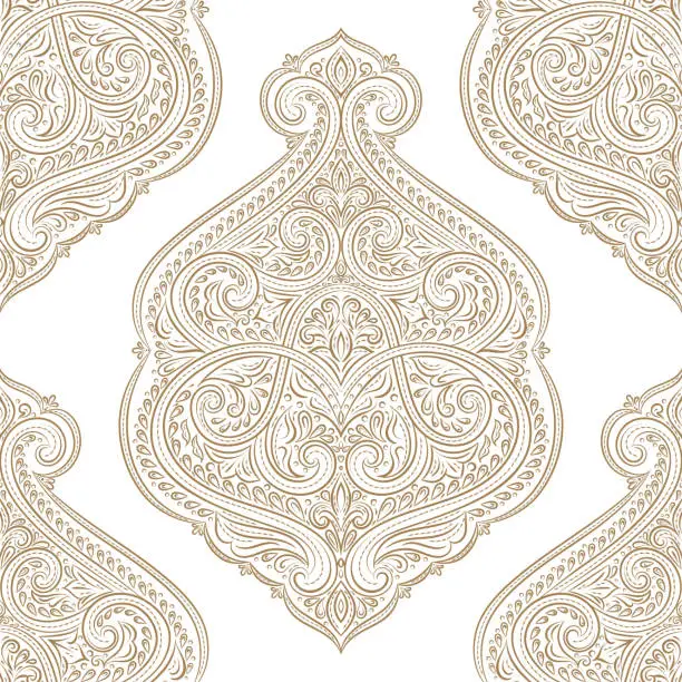 Photo of Beautiful gold and white floral seamless pattern. Vintage vector, paisley elements. Traditional, Turkish, Indian motifs. Great for fabric and textile, wallpaper, packaging or any desired idea.