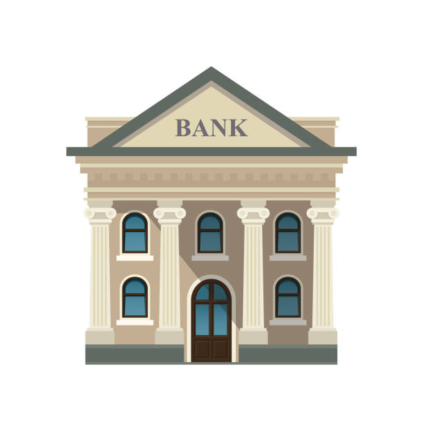 bank-gebäude-fassade. isoliert auf weißem hintergrund. vektor-illustration-design. flachen stil. eps10. - bank column building exterior government stock-grafiken, -clipart, -cartoons und -symbole