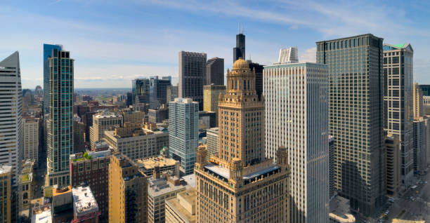 Aerial Panoramic View of the Chicago Loop (XXXL) stock photo