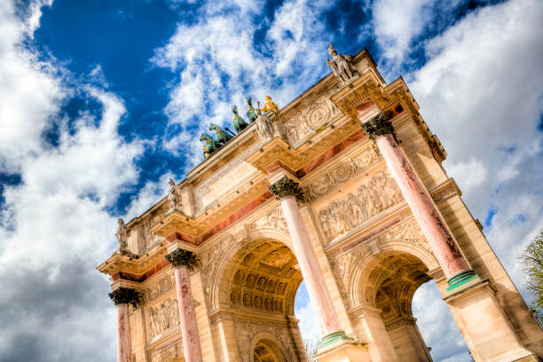 arc de triomphe du carrousel hdr - arc de triomphe du carrousel stock-fotos und bilder