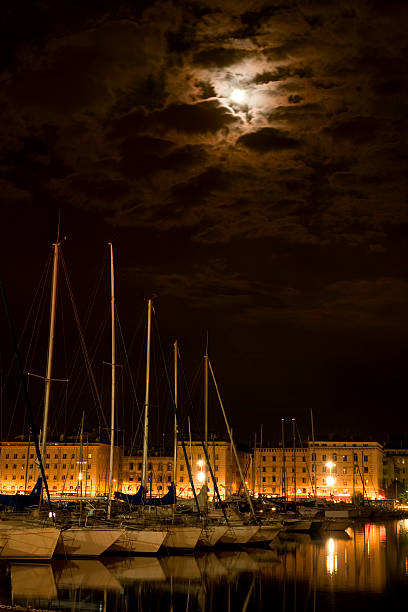 Full moon light on the cruise ship