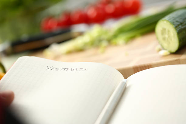 istock An open book of recipes on background 1083284102