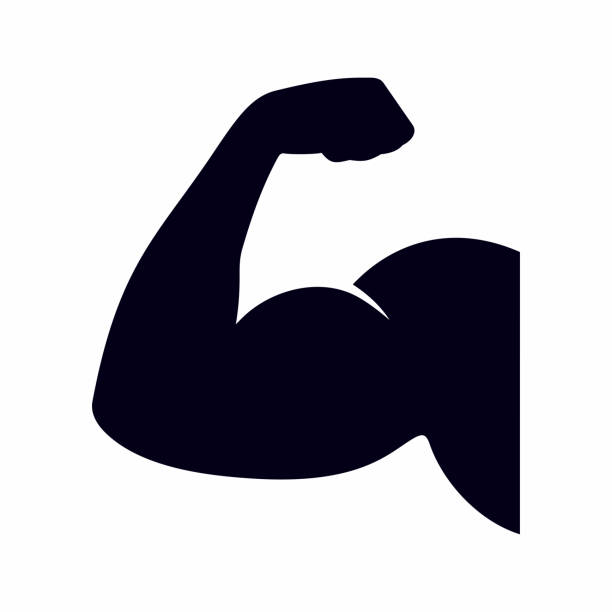 Muscle, bicep icon Vector icon isolated on white background unyielding stock illustrations