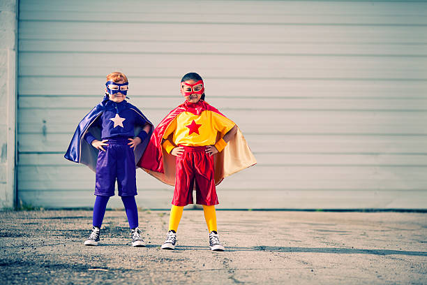 super girl equipa - partnership creativity superhero child imagens e fotografias de stock