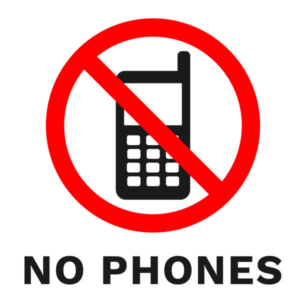 istock NO PHONES sign. Sticker with inscription. Vector 1083284336