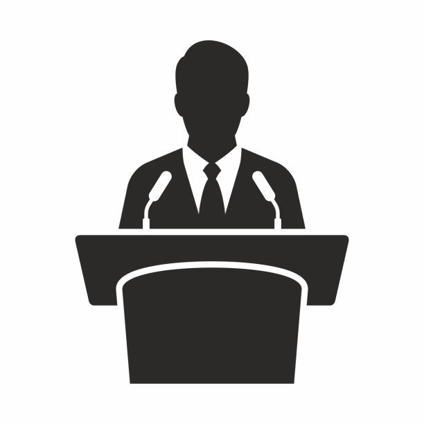 Speaker icon Vector icon isolated on white background man at podium stock illustrations