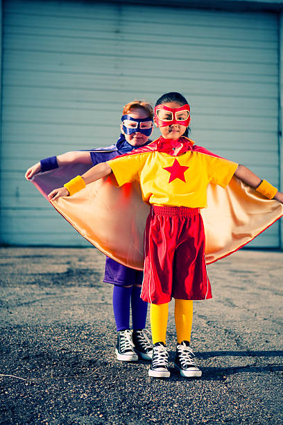 super filles - partnership creativity superhero child photos et images de collection