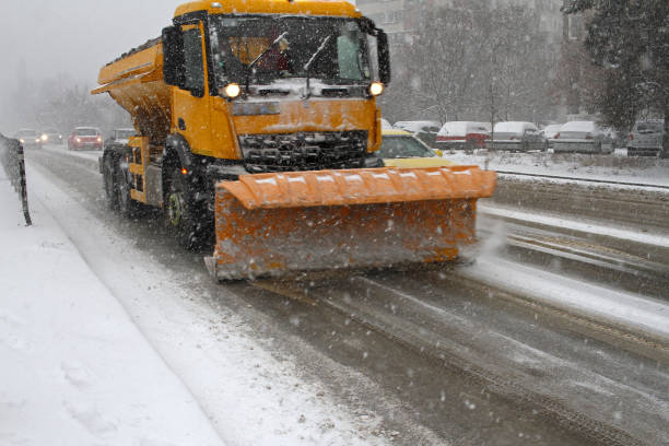 istock Snowplow clean snow. Blizzarad 1083288248