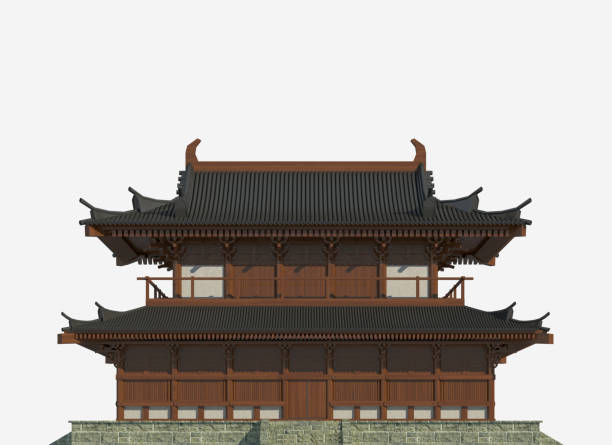 istock Japanese building isolated on white background 3d illustration 1083289200