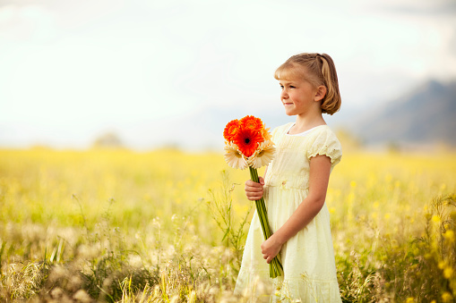 girl in flower field