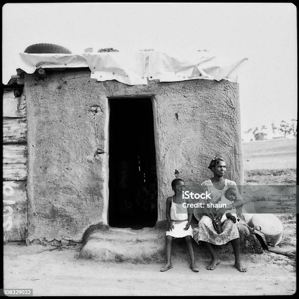 Xhosa Family Mthatha Polaroid Series Stock Photo - Download Image Now - Poverty, Child, Black And White