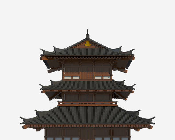 istock Japanese building isolated on white background 3d illustration 1083290316