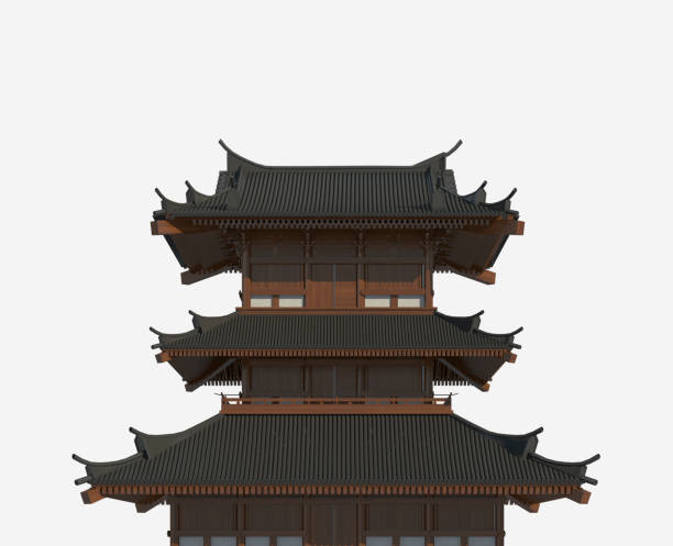 istock Japanese building isolated on white background 3d illustration 1083290380