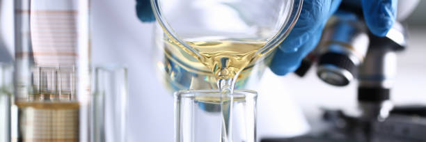 istock Yellow liquid spilled petrol additive innovative supply 1083290884
