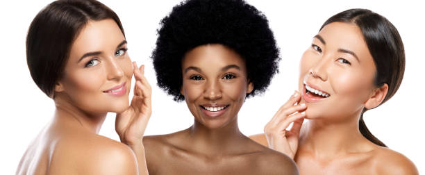 istock Different ethnicity women - Caucasian, African, Asian on white background 1083291270