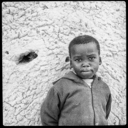 Portrait of a young African child. ISO3200 Polaroid scan. 