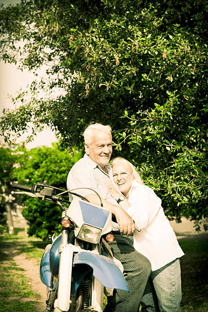 istock Senior couple on motorcycle ride 108329561