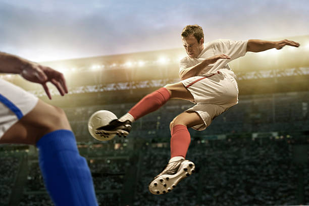 istock Soccer Player in Mid Air Kick 108329668