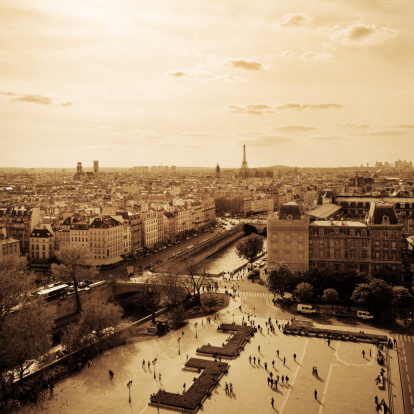 A full shot of the Eiffel Tower, taken in black & white.