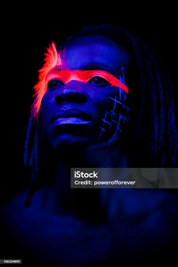 Neon-Licht Porträt - Lizenzfrei Neonfarben Stock-Foto