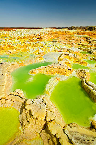 Inside the explosion crater of Dallol volcano, Danakil Depression, Ethiopia  danakil depression stock pictures, royalty-free photos & images
