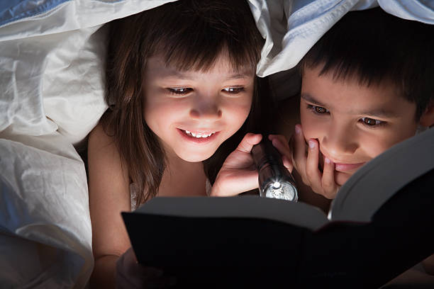 istock Kids reading in the dark 108330000