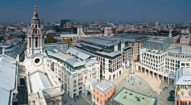 London dramatic stormclouds over City Stock Exchange Paternoster Square UK  paternoster square stock pictures, royalty-free photos & images