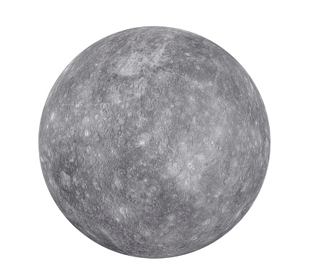 Planet Mercury isolated on white background. 3D render