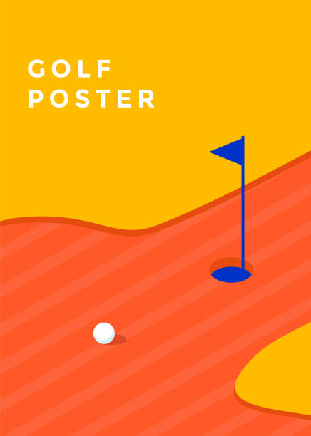 Golf tournament poster Golf tournament poster design template. Vector sport flyer putting golf stock illustrations