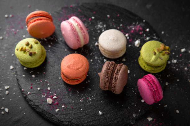 istock Colorful macarons cakes. Small French desert. 1083309848