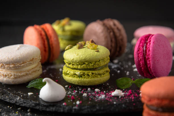 istock Colorful macarons cakes. Small French desert. 1083310398