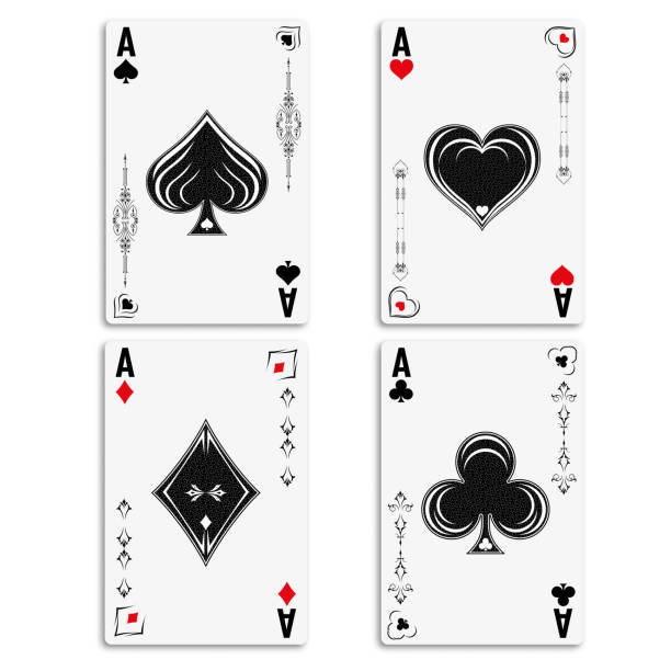 ilustrações, clipart, desenhos animados e ícones de define quatro aces para jogar poker e casino. ás de espadas, ouros, copas e clubes. quatro ases jogando baralho de cartas. - ace of spades