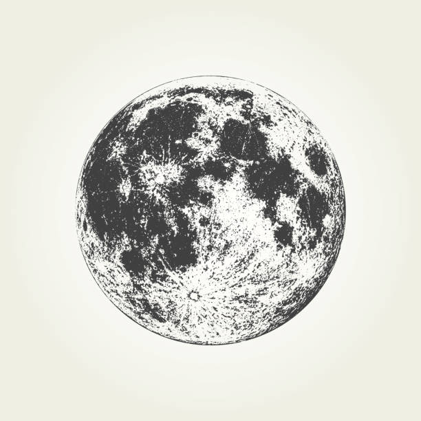 ilustraciones, imágenes clip art, dibujos animados e iconos de stock de luna llena realista - grabado objeto fabricado