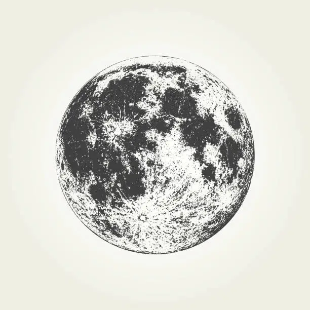 Vector illustration of Realistic full Moon