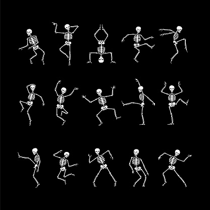 Skeleton dance vector set