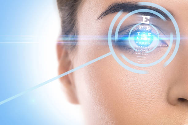 istock Concepts of laser eye surgery or visual acuity check-up 1083316456