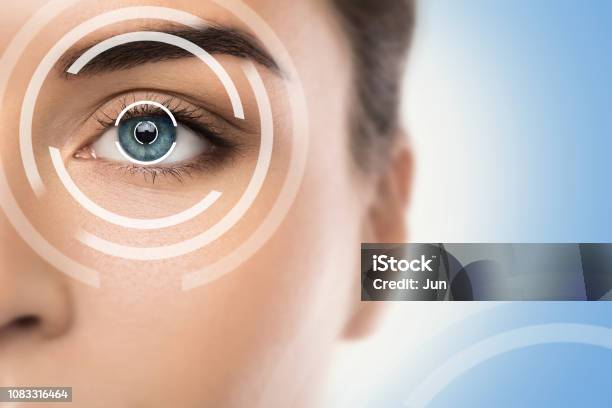 Concepts Of Laser Eye Surgery Or Visual Acuity Checkup Stock Photo - Download Image Now