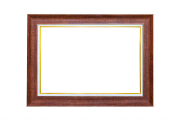 istock Wooden rectangle picture frame with golden trim 1083318134