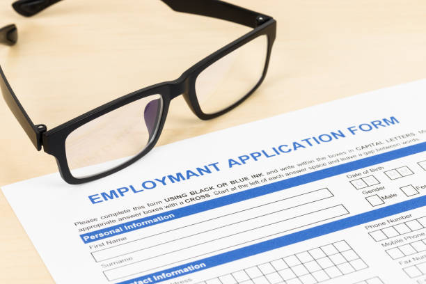 Employment application form with glasses concept job applying