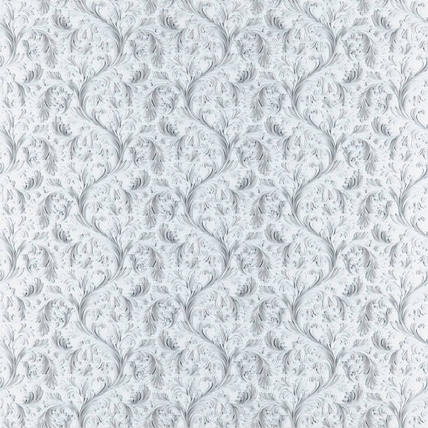 istock White ornamental pattern with patterns in the form of flowers and plants. 1083321214