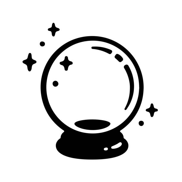 Magic crystal ball Magic crystal ball icon. Black and white fortune telling glass globe. Vector illustration, simple logo design. estimate stock illustrations