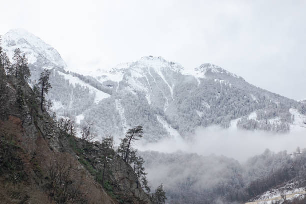 beauyiful veiw montagnes de nuages, sochi, russie - beauyiful photos et images de collection