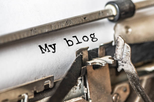 istock My blog typed words on a vintage typewriter. Close up 1083323582