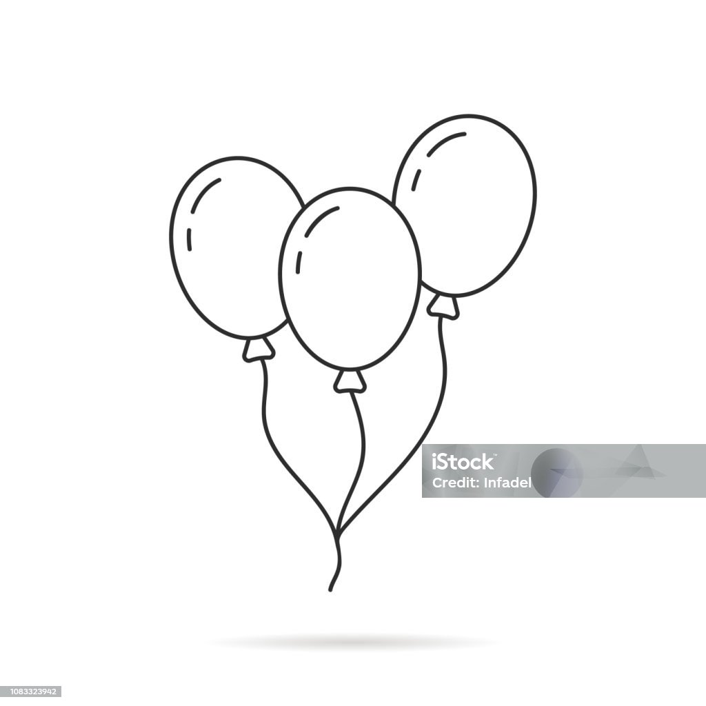 thin line balloon icon with shadow thin line balloon icon with shadow. concept of valentine day, recreational, recreation park item, festival, toy. isolated on white background. linear style trend modern design vector illustration Balloon stock vector