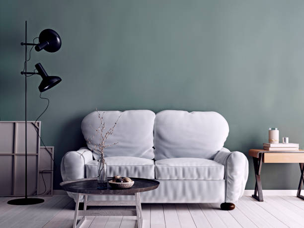 istock Scandinavian style livingroom with fabric sofa. 1083331654