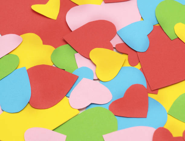 istock Colorful paper hearts. 1083337400