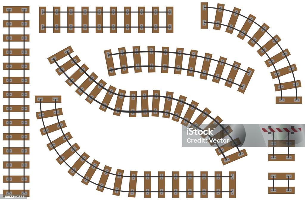 Cartoon Railway Realistic Railroad Vector Illustration Of Cartoon Railway  Stock Illustration - Download Image Now - iStock